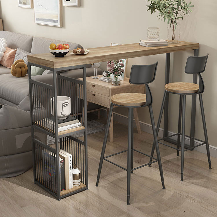 Salon Countre de bois en bois Rectangle stockage table de pub de hauteur de bar naturel du bar naturel