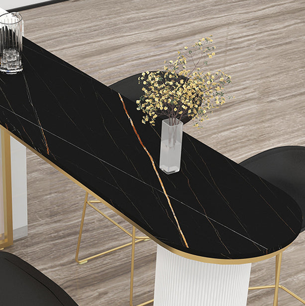 Table à manger du bar contemporain à double piédestal à hauteur de bar à hauteur