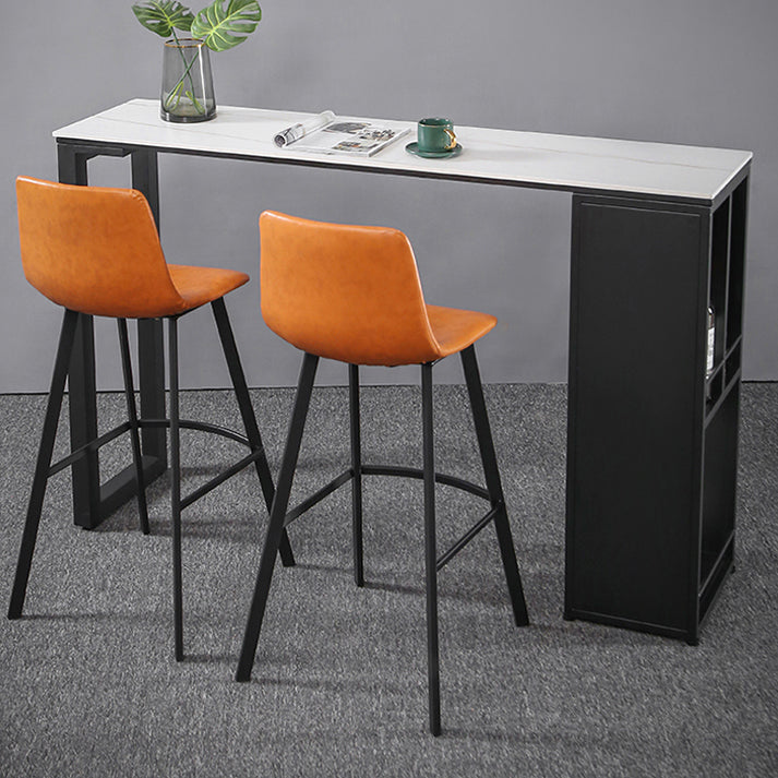 Mesa de altura de la altura de la barra de cocina Mesa de pub rectangular moderno con almacenamiento de vino