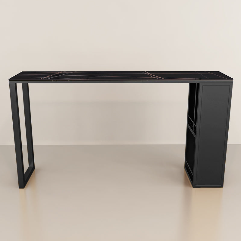 Mesa de altura de la altura de la barra de cocina Mesa de pub rectangular moderno con almacenamiento de vino