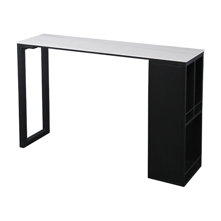 Mesa de altura de la altura de la barra de cocina Mesa de pub rectangular moderno con almacenamiento de vino