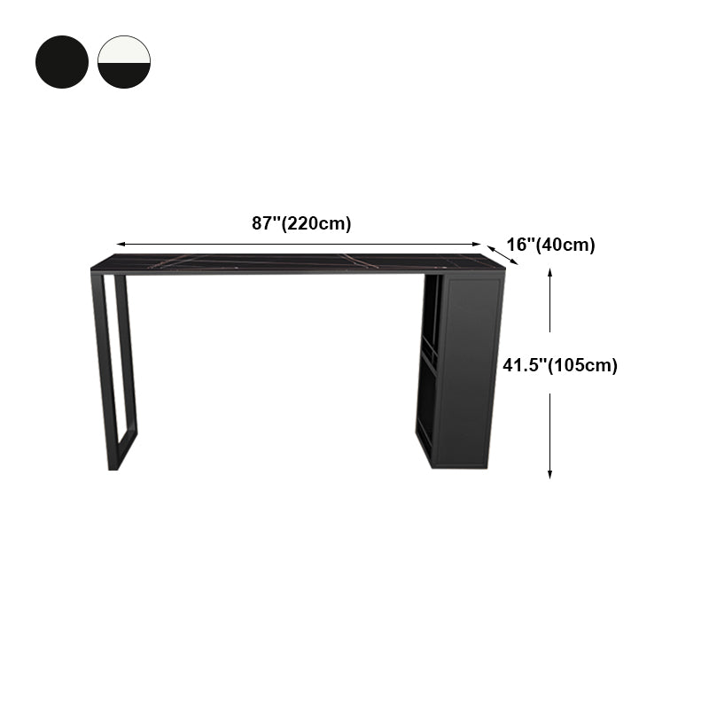 Mesa de altura de la altura de la barra de cocina Mesa de pub rectangular moderno con almacenamiento de vino