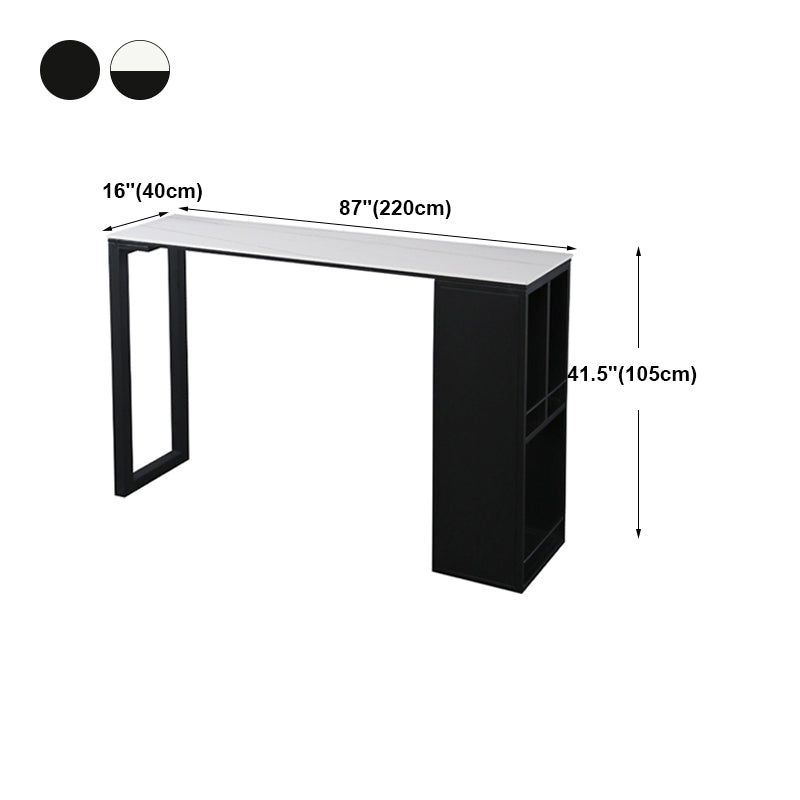 Mesa de altura de la altura de la barra de cocina Mesa de pub rectangular moderno con almacenamiento de vino