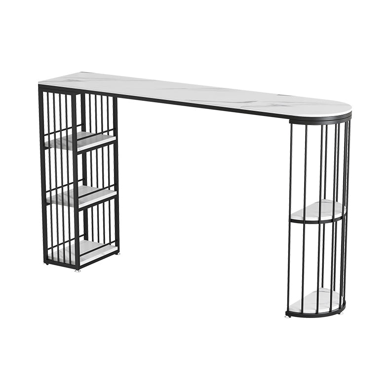 Modern Bar Dining Table Indoor Bar Height Pub Table Iron Base with Shelves