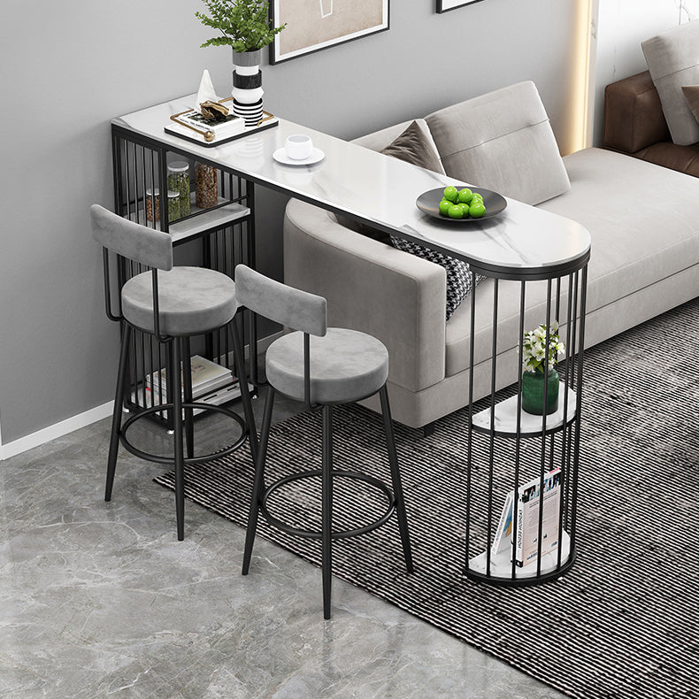 Modern Bar Dining Table Indoor Bar Height Pub Table Iron Base with Shelves