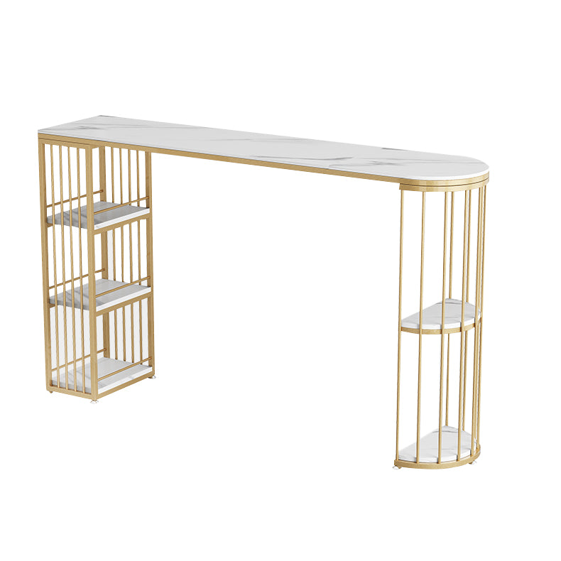 Modern Bar Dining Table Indoor Bar Height Pub Table Iron Base with Shelves