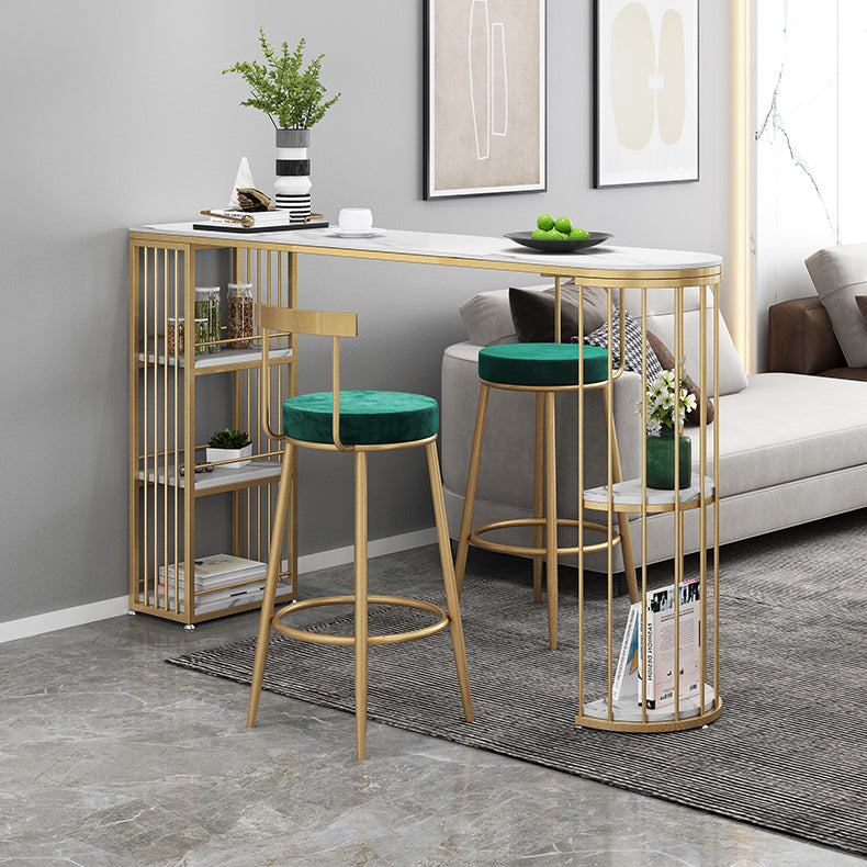 Modern Bar Dining Table Indoor Bar Height Pub Table Iron Base with Shelves