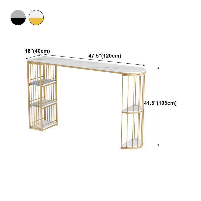 Modern Bar Dining Table Indoor Bar Height Pub Table Iron Base with Shelves
