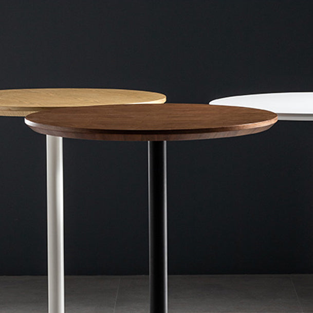 Modern Round Bar Dining Table Indoor Wood Top Bar Height Table Metal Base 42-Inch Top