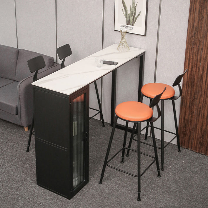 Bar Height Pub Table Modern Marble Rectangle Storage Indoor Counter Wine Table