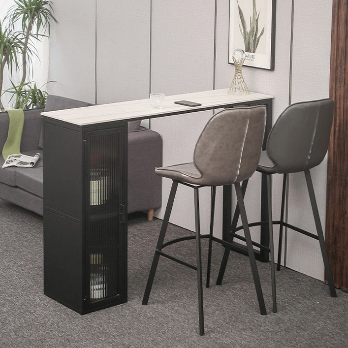 Bar Height Pub Table Modern Marble Rectangle Storage Indoor Counter Wine Table