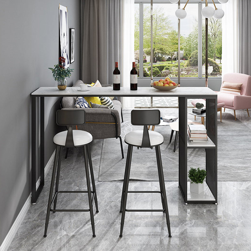 Rectangle Living Room Pub Height Dining Table Marble Bistro Table with Storage