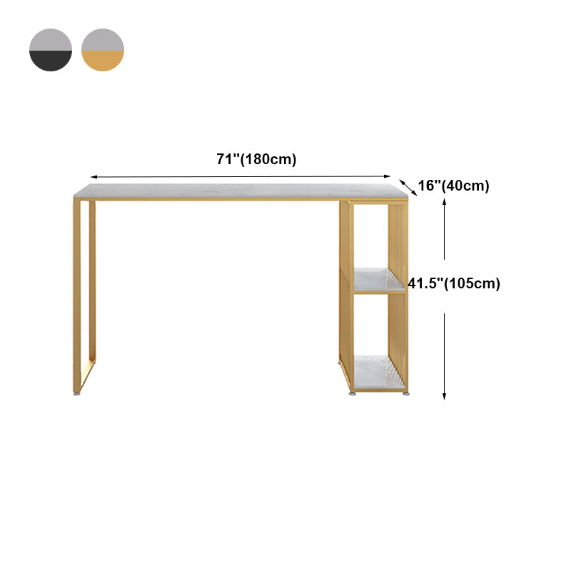 Rectangle Living Room Pub Height Dining Table Marble Bistro Table with Storage