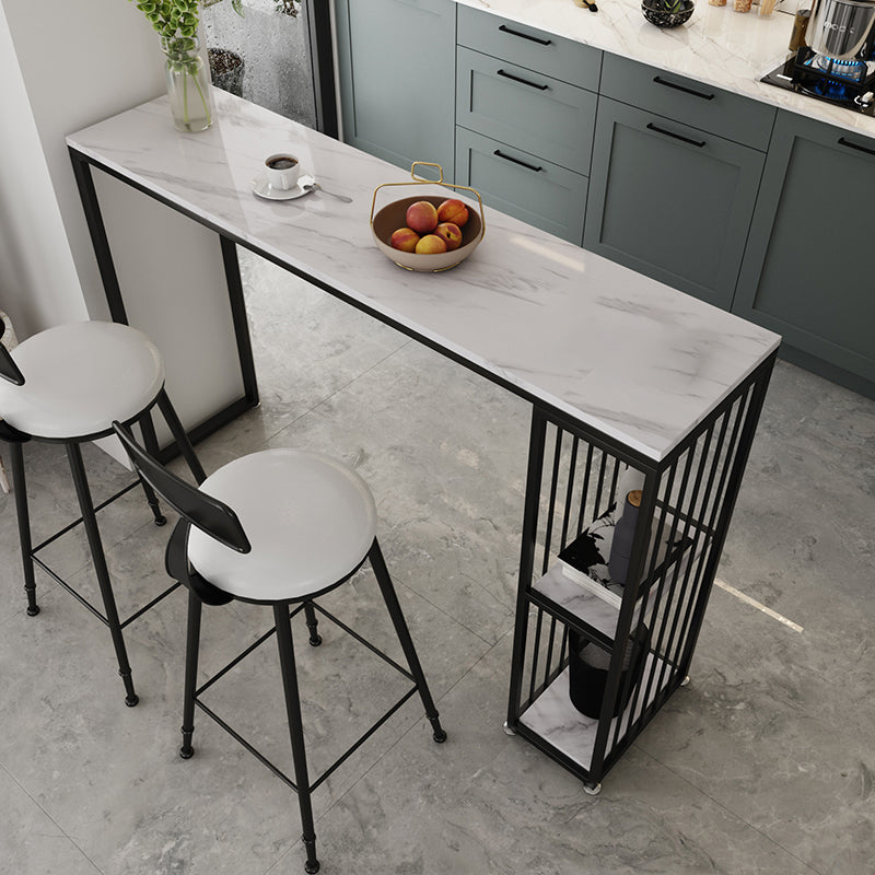 White Marble Kitchen Counter-height Pub Table Rectangle Bar Dining Table