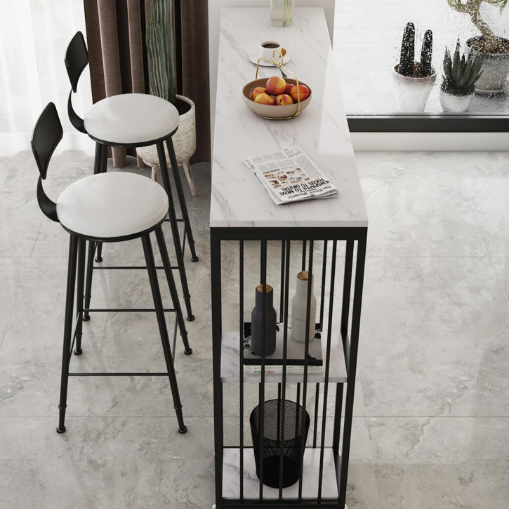 White Marble Kitchen Counter-height Pub Table Rectangle Bar Dining Table