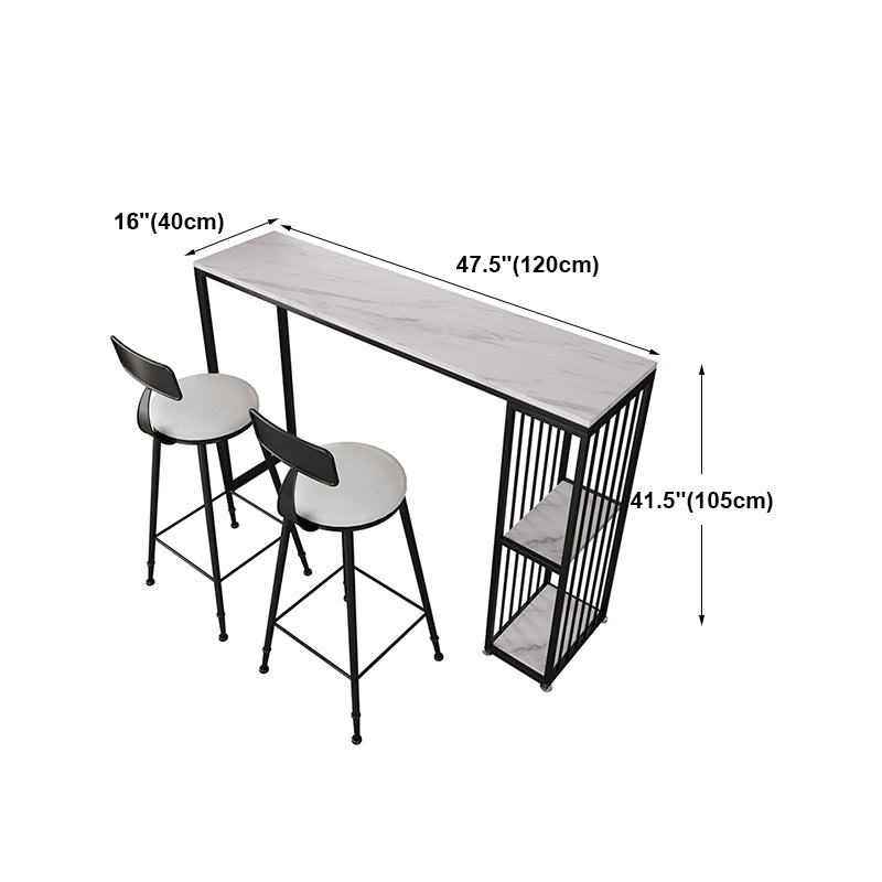 White Marble Kitchen Counter-height Pub Table Rectangle Bar Dining Table