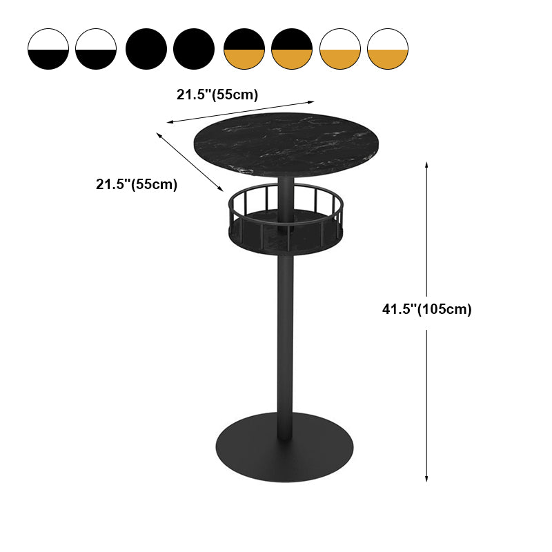 Contemporary Bar Dining Table Indoor Pedestal Marble Top Bar Height Table 42-Inch Top