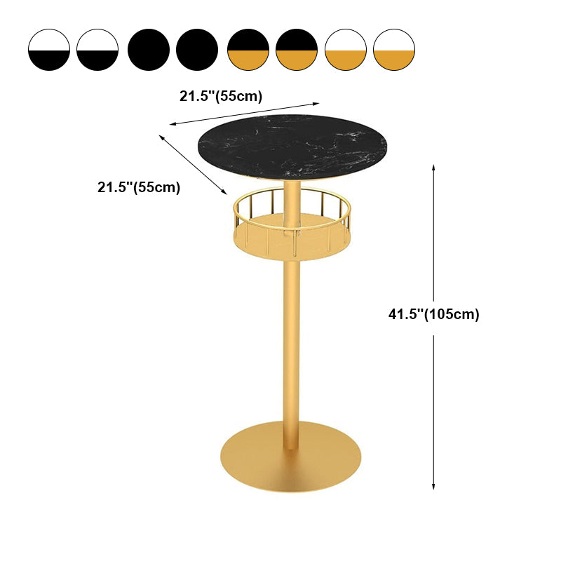 Contemporary Bar Dining Table Indoor Pedestal Marble Top Bar Height Table 42-Inch Top