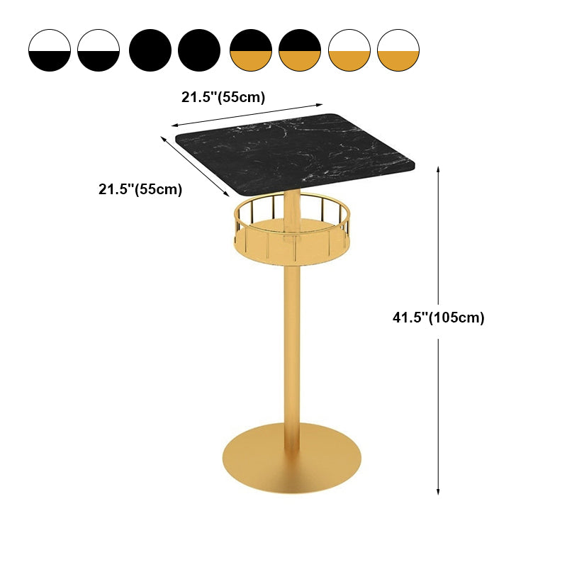 Contemporary Bar Dining Table Indoor Pedestal Marble Top Bar Height Table 42-Inch Top