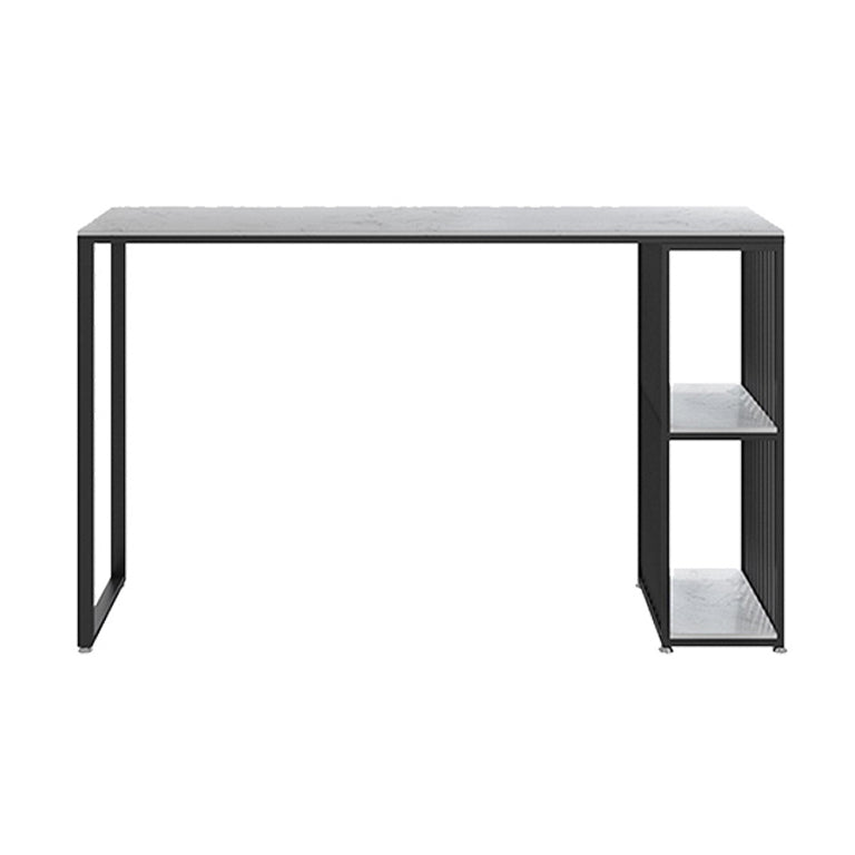 Contemporary Rectangle Bar Dining Table Marble Top Bar Table with Shelves