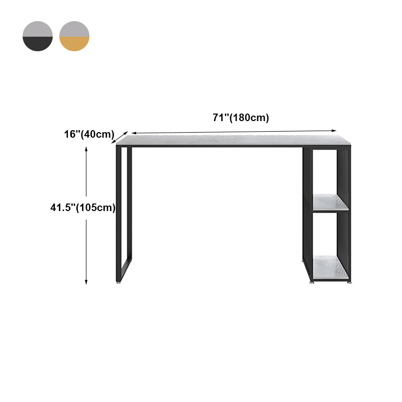 Contemporary Rectangle Bar Dining Table Marble Top Bar Table with Shelves