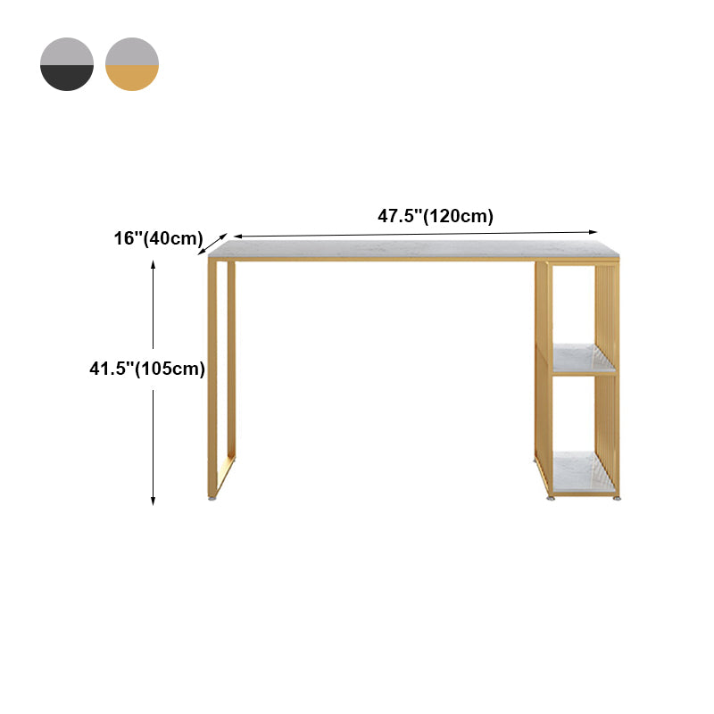 Contemporary Rectangle Bar Dining Table Marble Top Bar Table with Shelves