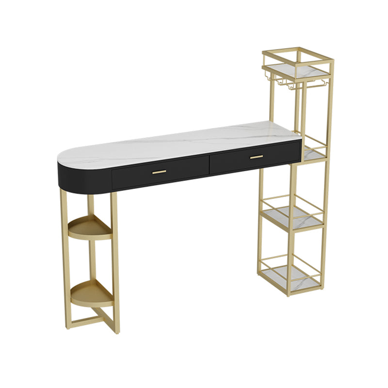 Contemporary Indoor Marble Cocktail Bar Table Storage Sled Bistro Bar Table