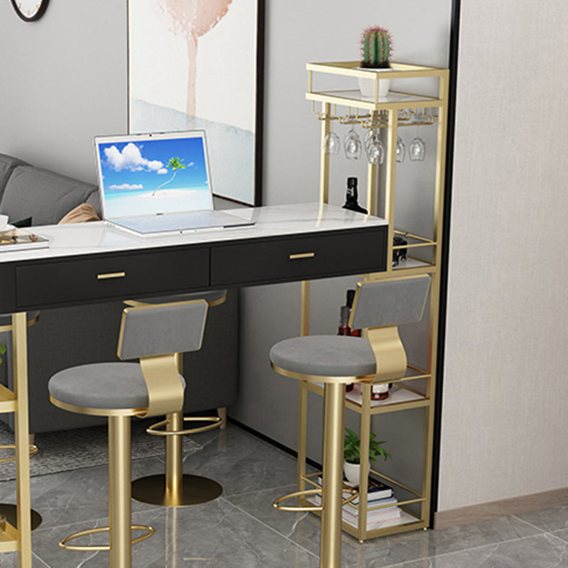 Contemporary Indoor Marble Cocktail Bar Table Storage Sled Bistro Bar Table