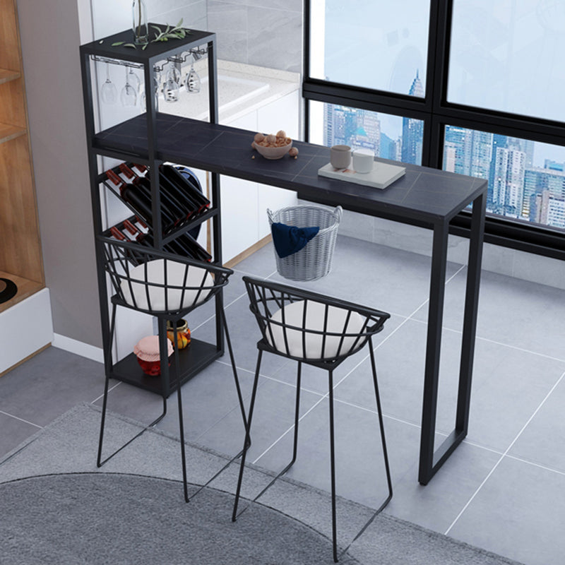 Modern Rectangle Bistro Bar Height Cocktail Table Marble Sled Indoor Bar Table