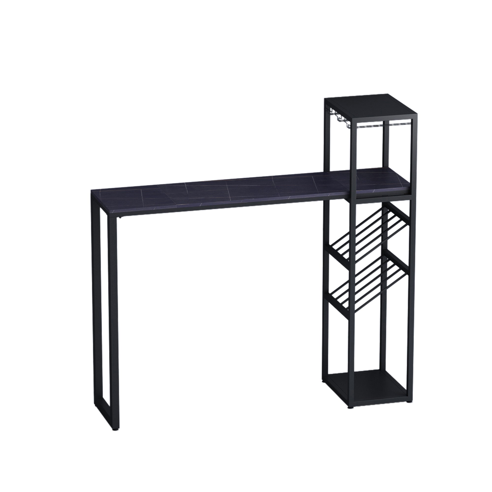 Modern Rectangle Bistro Bar Height Cocktail Table Marble Sled Indoor Bar Table