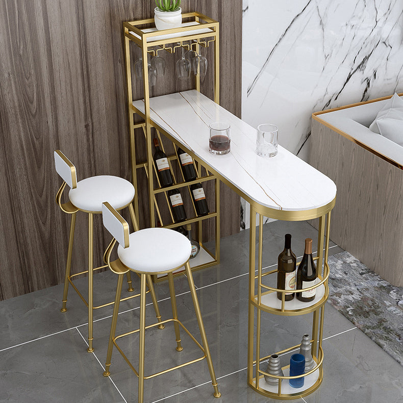 Sled Marble Pub Height Dining Table Modern Storage Counter Height Dining Table