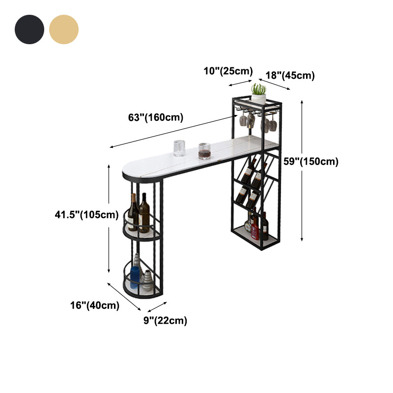 Sled Marble Pub Height Dining Table Modern Storage Counter Height Dining Table