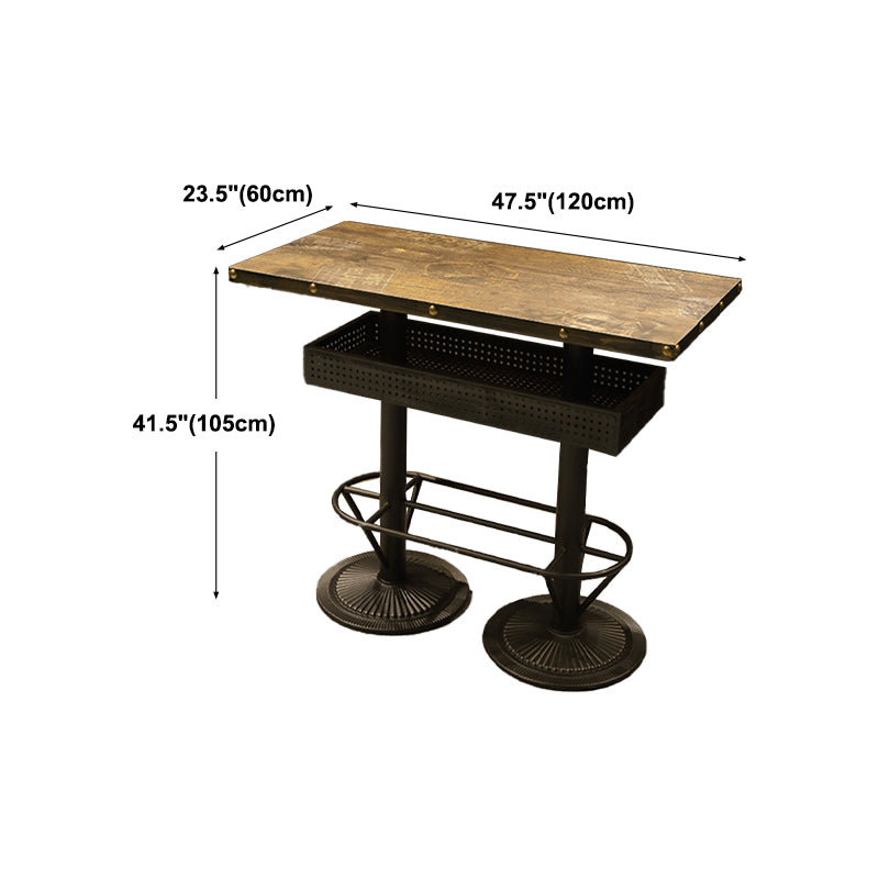 Modern Wood Storage Counter Height Table Brown Bistro Accent Dining Table