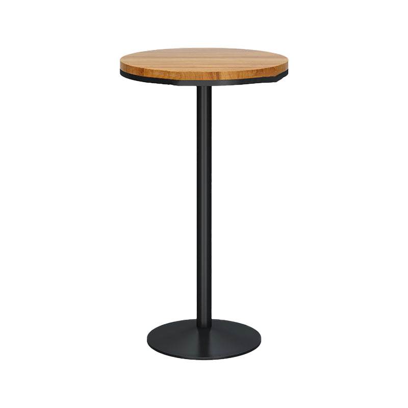 Modern Round Bar Dining Table Indoor Wood Top Bar Height Pub Table Iron Base