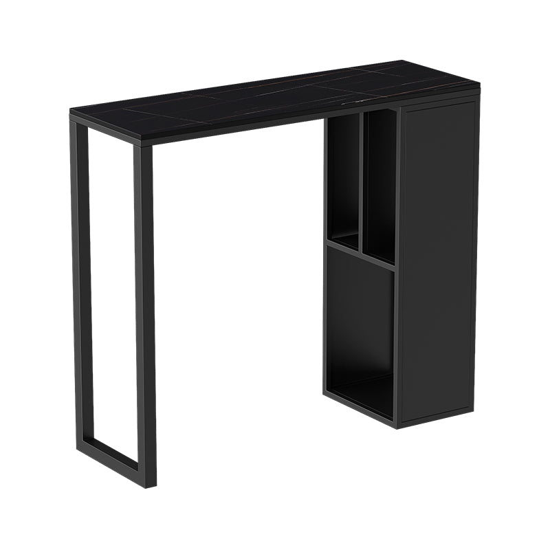 Dining Room Marble Counter-height Pub Table Rectangle Double Pedestal Bar Table