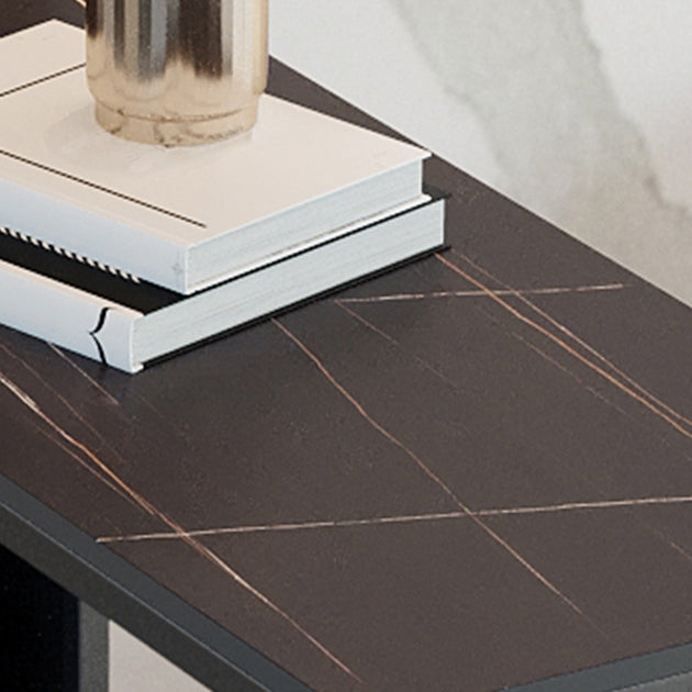 Dining Room Marble Counter-height Pub Table Rectangle Double Pedestal Bar Table