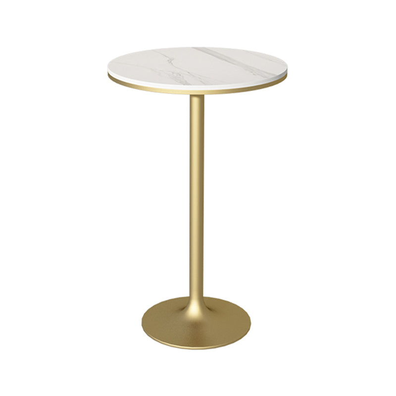 Contemporary Round Bar Dining Table Indoor Bar Height Pub Table Iron Base