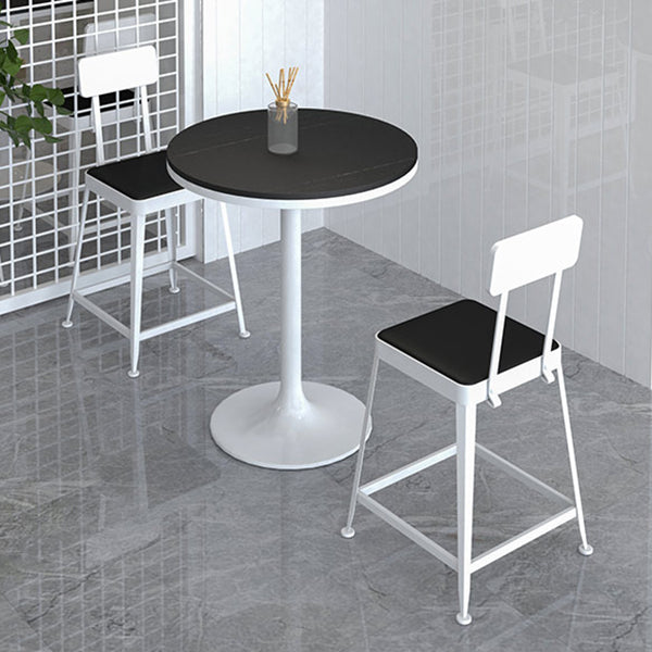 Contemporary Round Bar Dining Table Indoor Bar Height Pub Table Iron Base