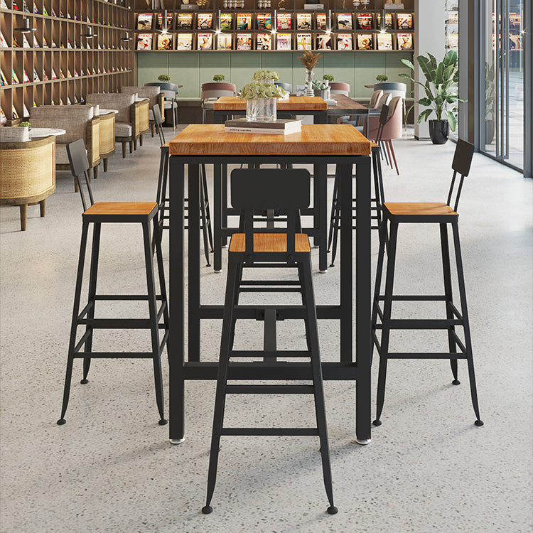 Wood Trestle Modern Bar Stool Table Natural Bistro Bar Height Cocktail Table