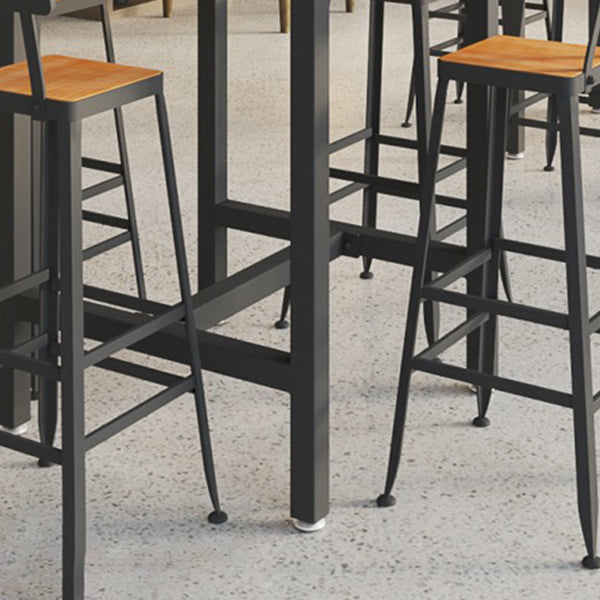 Wood Trestle Modern Bar Stool Table Natural Bistro Bar Height Cocktail Table