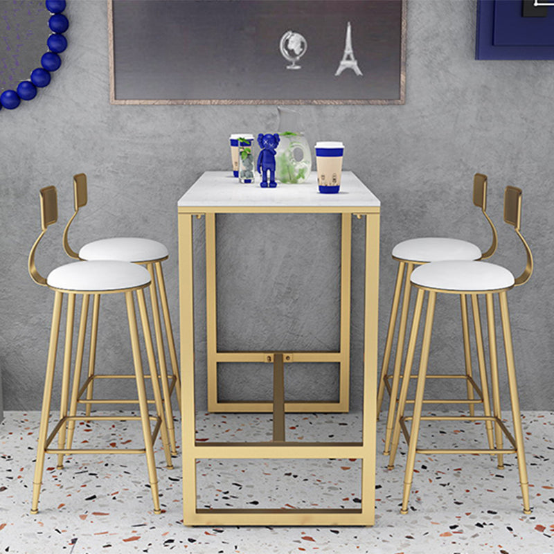 Contemporary Marble Pub Height Dining Table Trestle Indoor Counter Height Dining Table