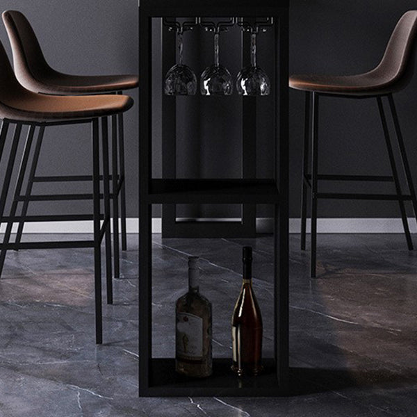 Black Marble Double Pedestal Cocktail Bar Table Modern Rectangle Hall/Pub Table