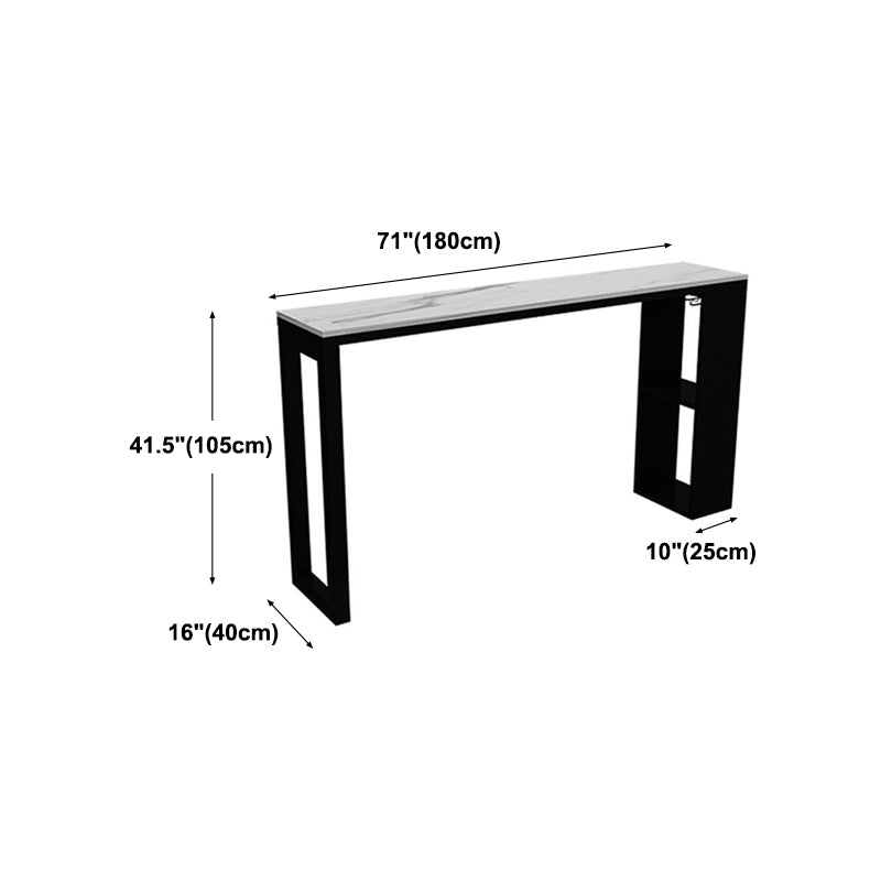 Black Marble Double Pedestal Cocktail Bar Table Modern Rectangle Hall/Pub Table