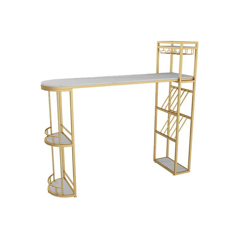 Wine Rack Modern Bistro Bar Desk Marble Sled Bar Height Indoor Cocktail Table