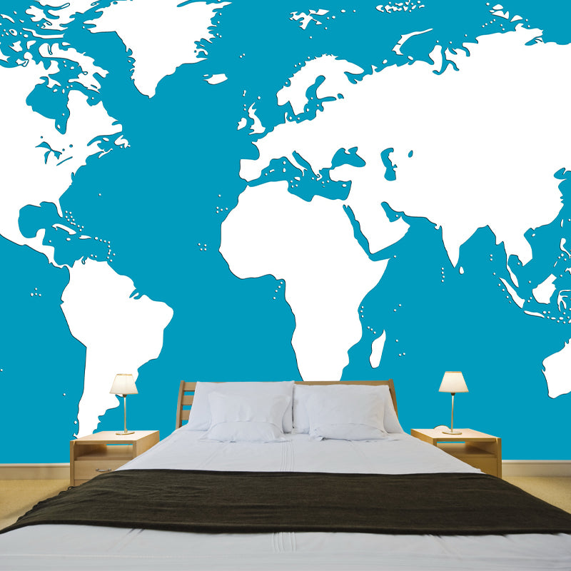 Eco-friendly Wall Mural Horizontal Illustration Map Decorative for Room