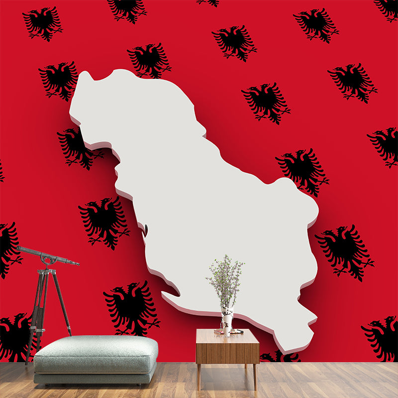 Eco-friendly Wall Mural Horizontal Illustration Map Decorative for Room