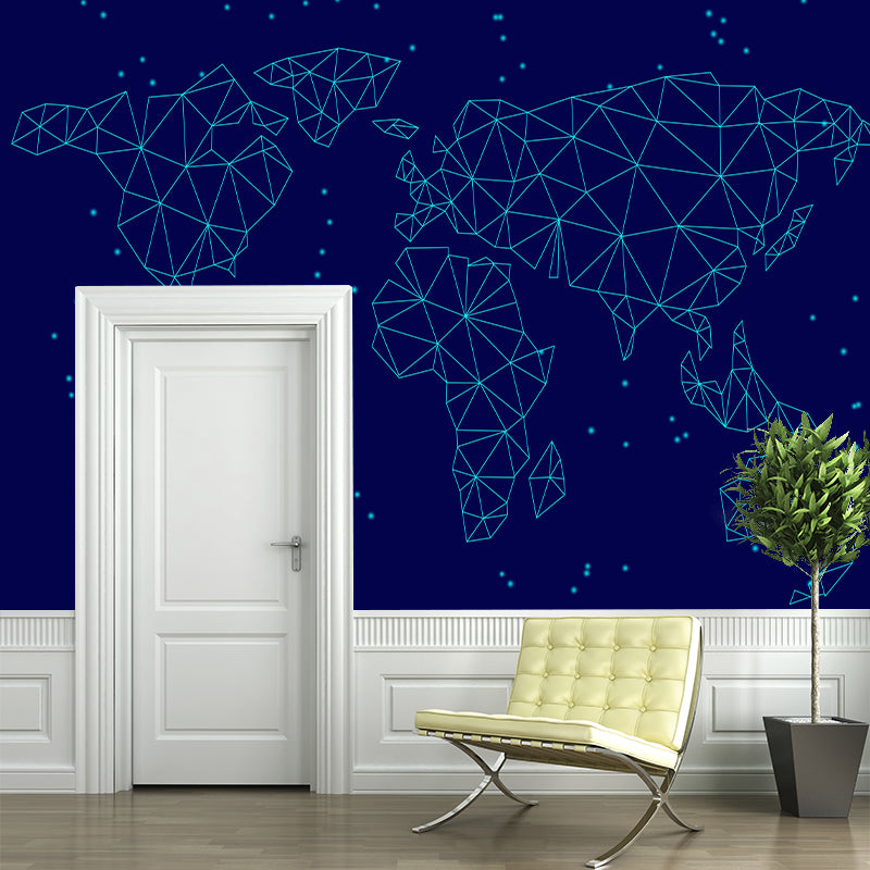 Horizontal Illustration Wall Mural Map Decorative Eco-friendly for Home Decor