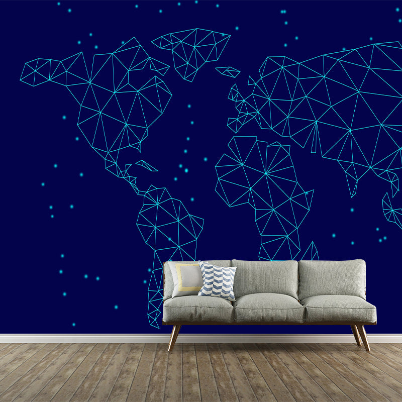 Horizontal Illustration Wall Mural Map Decorative Eco-friendly for Home Decor