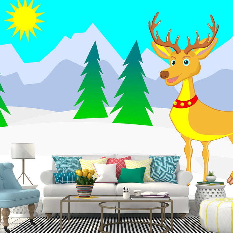 Cute Cartoon Horizontal Illustration Mural Decorative Eco-friendly for Room
