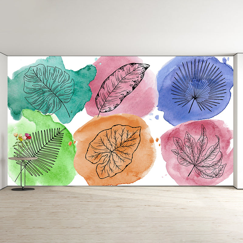 Kleurrijke illustratie muurschildering tropische planten decoratief milieuvriendelijk voor decoratie